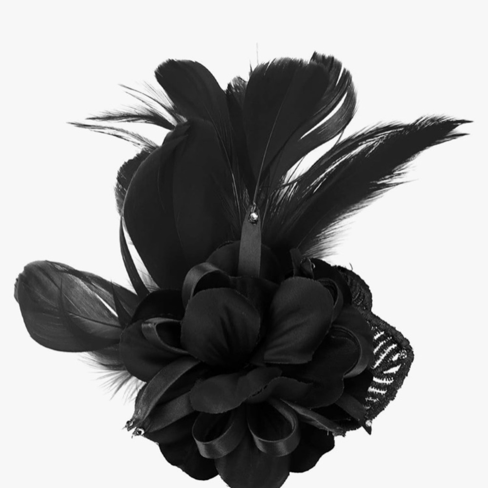 Hair Fascinator Clip in with Feather Accent